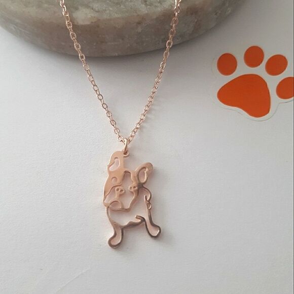 French Bulldog Shiny Charm Stainless Steel Adjustable 18" - 20" Necklace - Picture 7 of 12